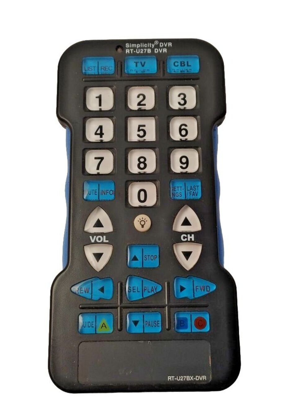 Simplicity DVR RT-U27A DVR Oversized Universal Remote Illuminated Tested